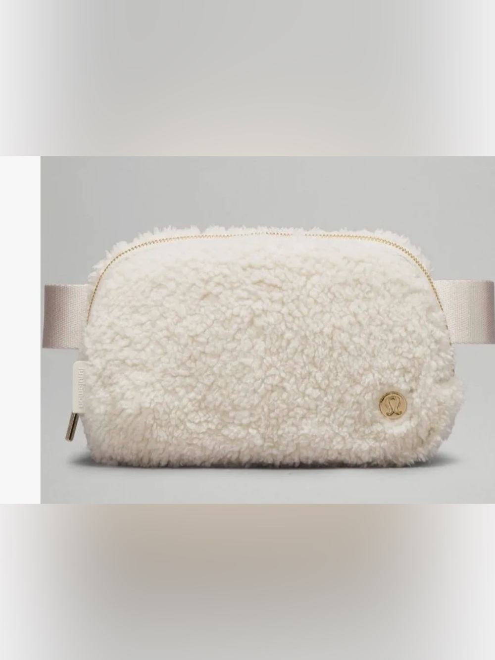 lululemon athletica Cream Sherpa Belt Bag with Gold Hardware